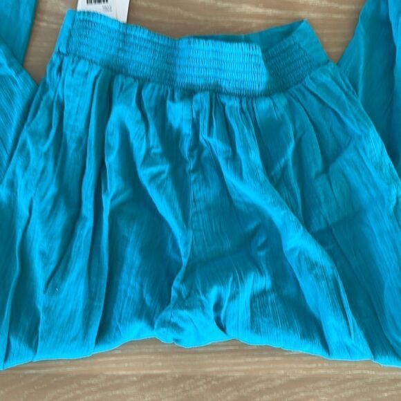 Becca Women's Gauzy Smocked Waist Pants, Swim coverup, Turquoise , Small, NWT - Picture 4 of 13